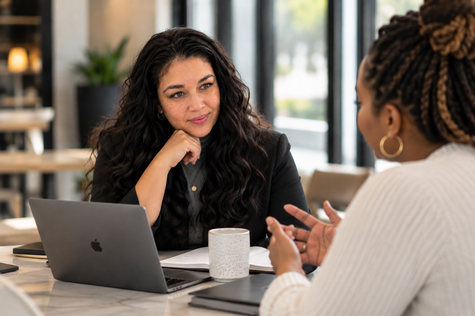 Deanna in a 1:1 strategy session with a founder